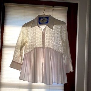 Anthropologie HD crisp white pointelle blouse